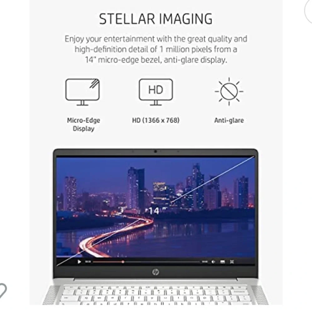 HP Chromebook 14 Laptop, Intel Celeron N4000 Processor, 4 GB RAM, 32 GB eMMC.